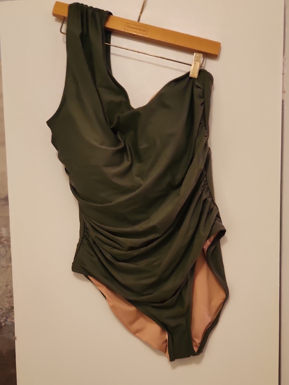 J. Crew Olive Green-Trim Nude Lined Swimpiece